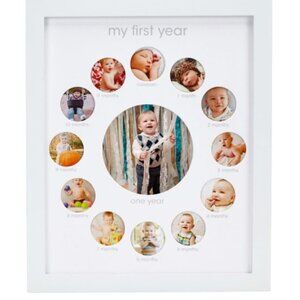 Pearhead My First Year Baby Keepsake Photo Frame - WHITE